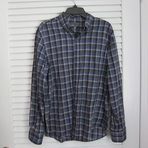 Mens Vince Plaid Button Down Shirt sz L